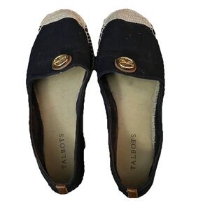 Talbots Navy and Cream Espadrille Flats